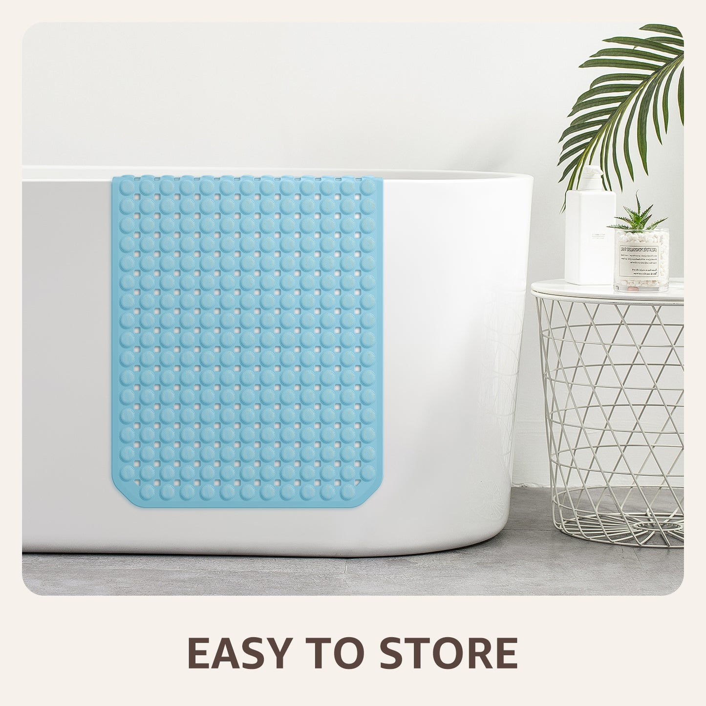 OTHWAY Non Slip Bath Tub Shower Mat with Suction Cups, Drain Holes, Bathtub Floor Liner Mats for Inside Shower Bathroom, Machine Washable, Soft on Feet, 35x16 Inch