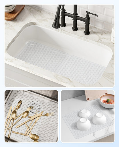 Bligli 15.7x11.8inch Kitchen Sink Mat, PVC Eco-Friendly Bottom Protector with Fast Drain & Anti-Slip