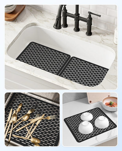 Bligli 15.7x11.8inch Kitchen Sink Mat, PVC Eco-Friendly Bottom Protector with Fast Drain & Anti-Slip