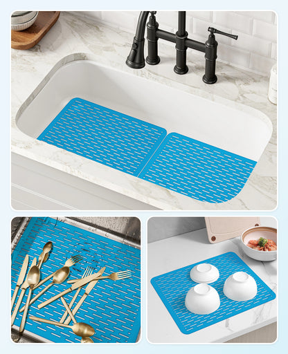 Bligli 15.7x11.8inch Kitchen Sink Mat, PVC Eco-Friendly Bottom Protector with Fast Drain & Anti-Slip