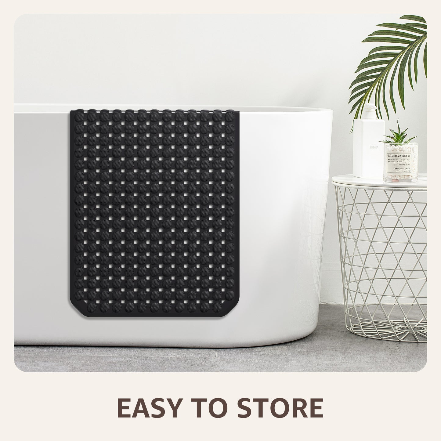 OTHWAY Non Slip Bath Tub Shower Mat with Suction Cups, Drain Holes, Bathtub Floor Liner Mats for Inside Shower Bathroom, Machine Washable, Soft on Feet, 35x16 Inch