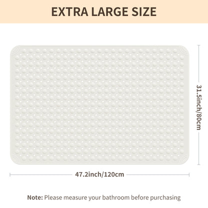 Yolife Extra Large Shower Mat 47.2x31.5" - TPE Non-Slip Bath Mat w/Suction Cups & Drain Holes, Heavy Duty for Shower Stall, Odor-Free