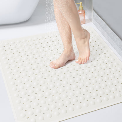 OTHWAY Square Shower Mat 32"x 32", TPE Non Slip Shower Mat for Walk in Shower Stall, Inside Shower Mats with Drain Holes Suction Cups, Anti-Slip for Elderly Kids