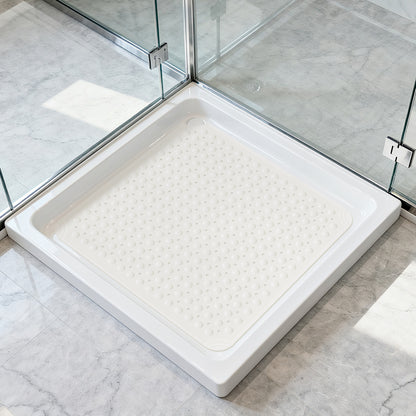 OTHWAY Square Shower Mat 32"x 32", TPE Non Slip Shower Mat for Walk in Shower Stall, Inside Shower Mats with Drain Holes Suction Cups, Anti-Slip for Elderly Kids