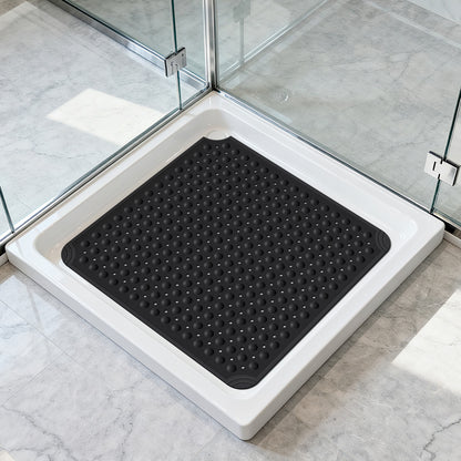 OTHWAY Square Shower Mat 32"x 32", TPE Non Slip Shower Mat for Walk in Shower Stall, Inside Shower Mats with Drain Holes Suction Cups, Anti-Slip for Elderly Kids