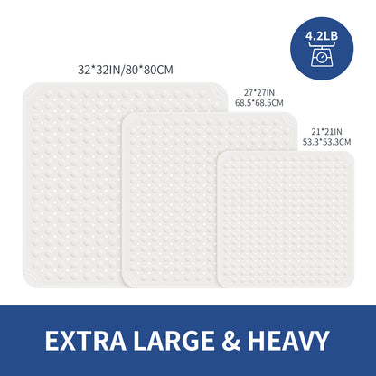 OTHWAY Square Shower Mat 32"x 32", TPE Non Slip Shower Mat for Walk in Shower Stall, Inside Shower Mats with Drain Holes Suction Cups, Anti-Slip for Elderly Kids