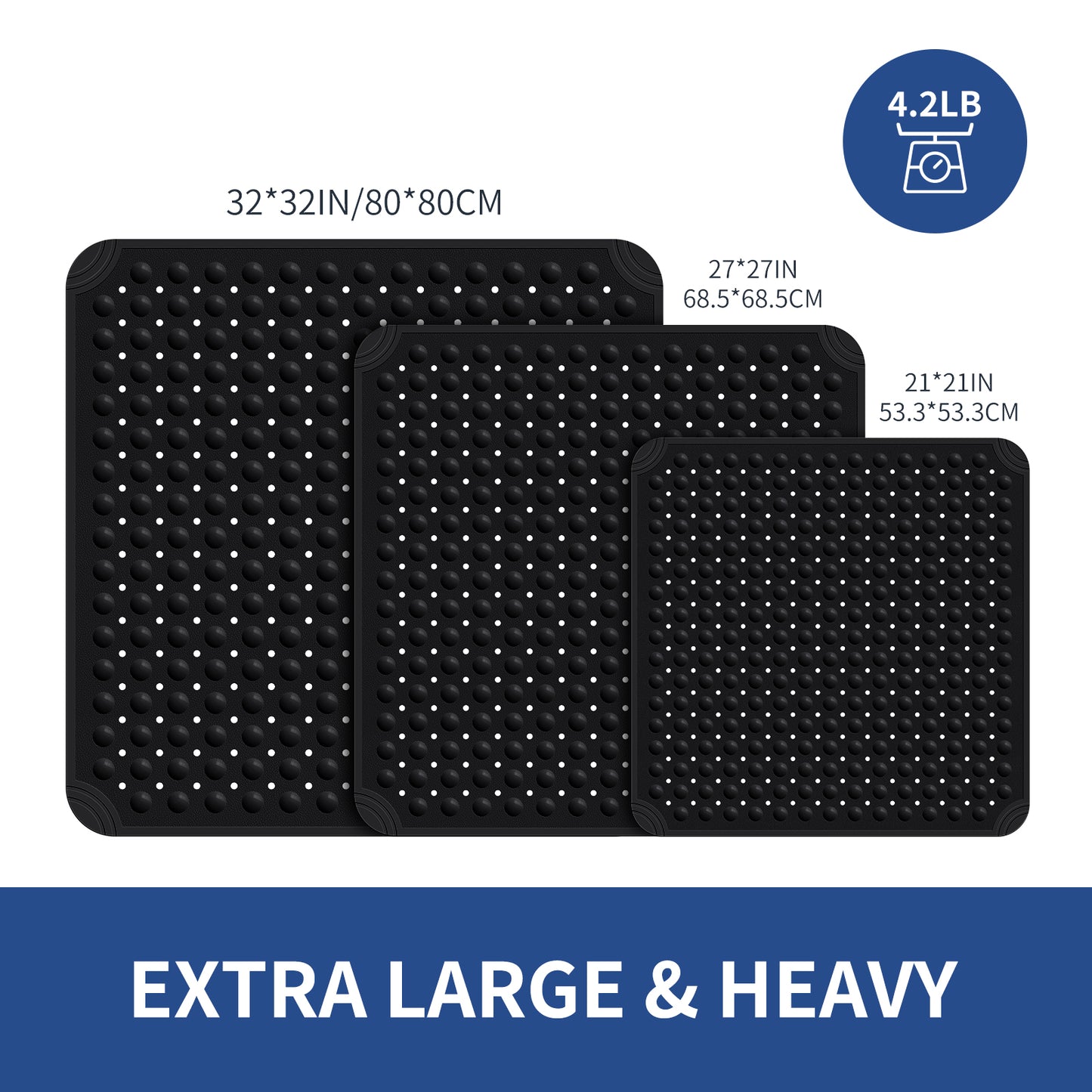 OTHWAY Square Shower Mat 32"x 32", TPE Non Slip Shower Mat for Walk in Shower Stall, Inside Shower Mats with Drain Holes Suction Cups, Anti-Slip for Elderly Kids