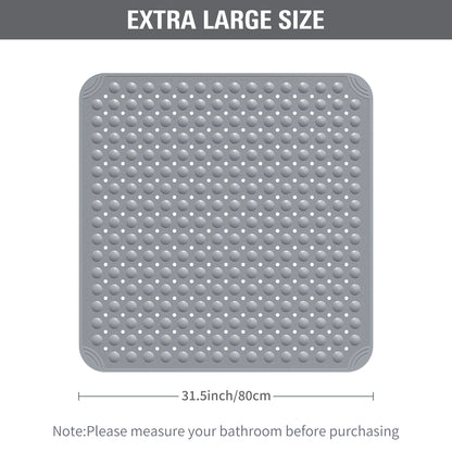 Yolife Extra Large Shower Mat 31.5x31.5" - TPE Non-Slip Bath Mat w/Suction Cups & Drain Holes, Heavy Duty for Shower Stall, Odor-Free