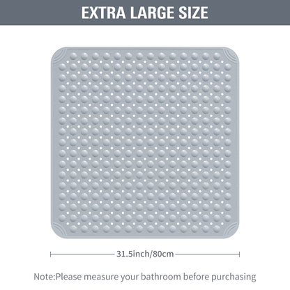 Yolife Extra Large Shower Mat 31.5x31.5" - TPE Non-Slip Bath Mat w/Suction Cups & Drain Holes, Heavy Duty for Shower Stall, Odor-Free