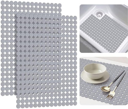 Bligli Round Sink Mats 2-Pack ,Non-Slip PVC Sink Protector, Fits Stainless Steel / Ceramic Sinks,15.7 x 11.8 inch,Fast Draining Dot Design for Kitchen Sink