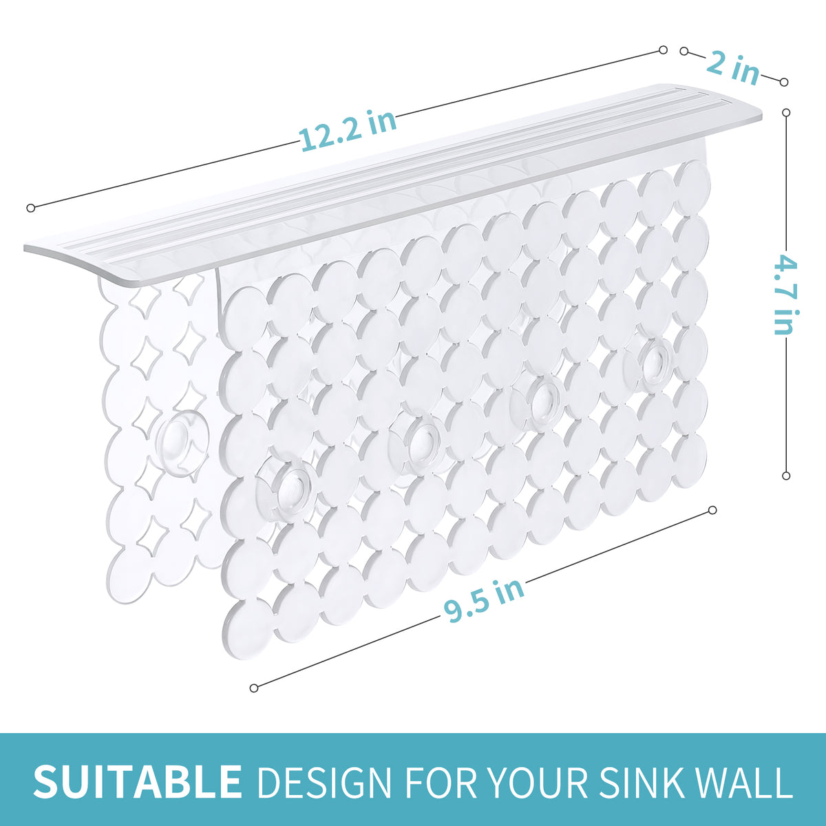 OTHWAY 9.5"x12" Non-Slip Double Sink Divider Protector Mat - Heavy-Duty Dish Drying Rack with Strong Suction Cups, Easy to Clean & No Smell Kitchen Sink Tray for Glassware, Plates & Dishes