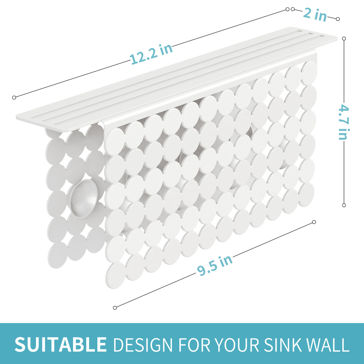 OTHWAY 9.5"x12" Non-Slip Double Sink Divider Protector Mat - Heavy-Duty Dish Drying Rack with Strong Suction Cups, Easy to Clean & No Smell Kitchen Sink Tray for Glassware, Plates & Dishes