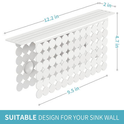 OTHWAY 9.5"x12" Non-Slip Double Sink Divider Protector Mat - Heavy-Duty Dish Drying Rack with Strong Suction Cups, Easy to Clean & No Smell Kitchen Sink Tray for Glassware, Plates & Dishes