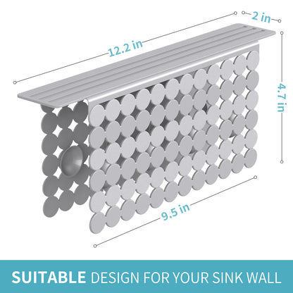 OTHWAY 9.5"x12" Non-Slip Double Sink Divider Protector Mat - Heavy-Duty Dish Drying Rack with Strong Suction Cups, Easy to Clean & No Smell Kitchen Sink Tray for Glassware, Plates & Dishes