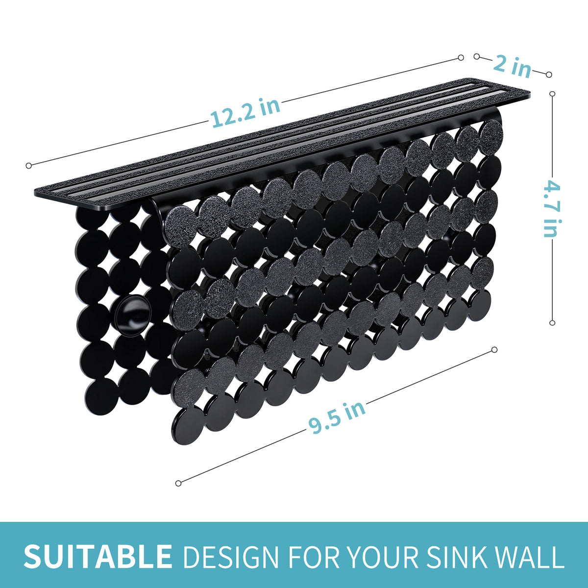 OTHWAY 9.5"x12" Non-Slip Double Sink Divider Protector Mat - Heavy-Duty Dish Drying Rack with Strong Suction Cups, Easy to Clean & No Smell Kitchen Sink Tray for Glassware, Plates & Dishes