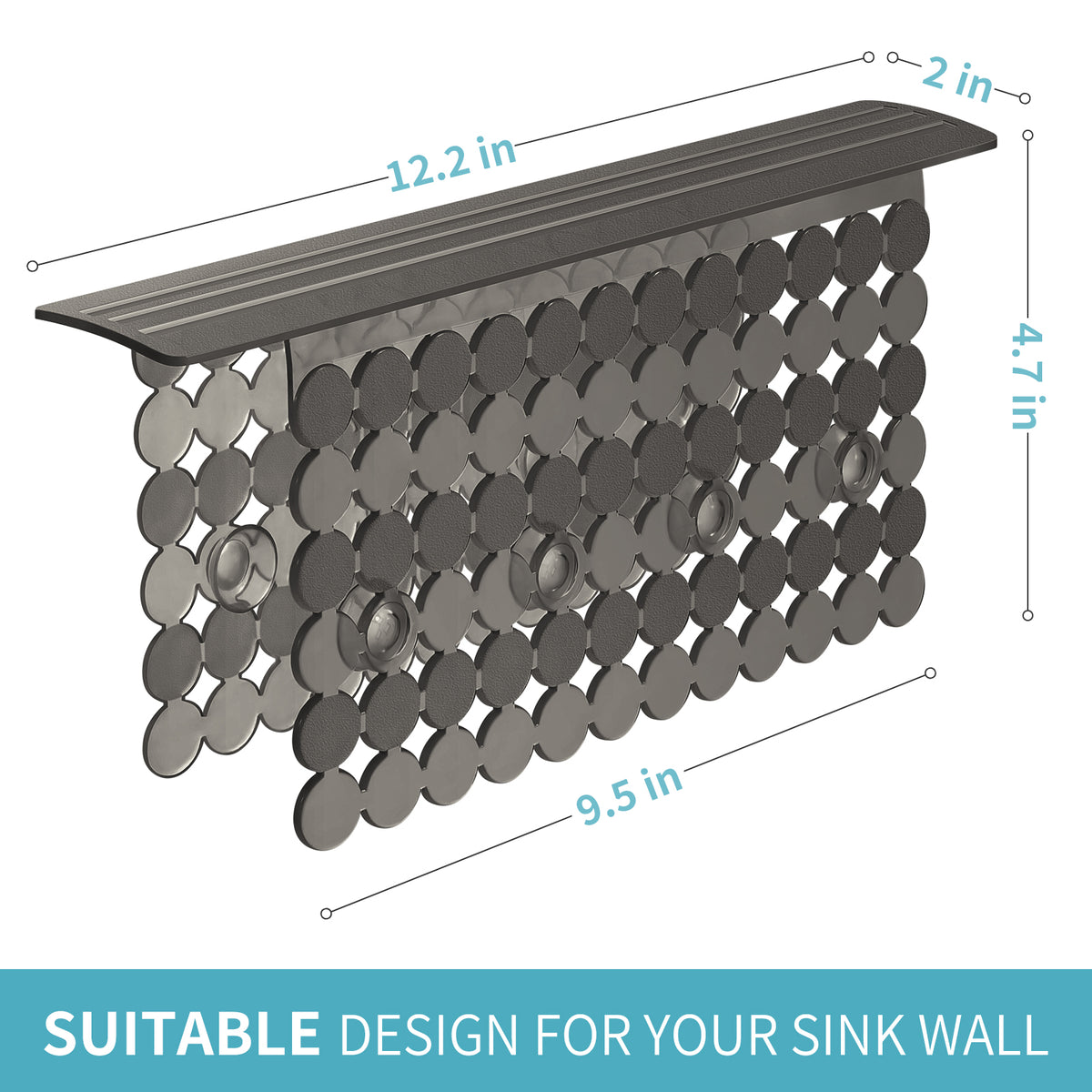OTHWAY 9.5"x12" Non-Slip Double Sink Divider Protector Mat - Heavy-Duty Dish Drying Rack with Strong Suction Cups, Easy to Clean & No Smell Kitchen Sink Tray for Glassware, Plates & Dishes