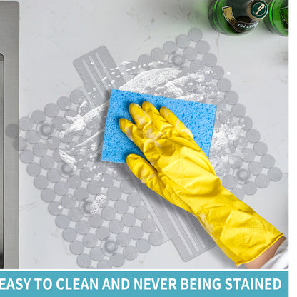 OTHWAY 9.5"x12" Non-Slip Double Sink Divider Protector Mat - Heavy-Duty Dish Drying Rack with Strong Suction Cups, Easy to Clean & No Smell Kitchen Sink Tray for Glassware, Plates & Dishes