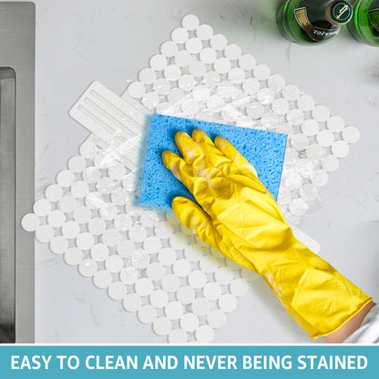 OTHWAY 9.5"x12" Non-Slip Double Sink Divider Protector Mat - Heavy-Duty Dish Drying Rack with Strong Suction Cups, Easy to Clean & No Smell Kitchen Sink Tray for Glassware, Plates & Dishes