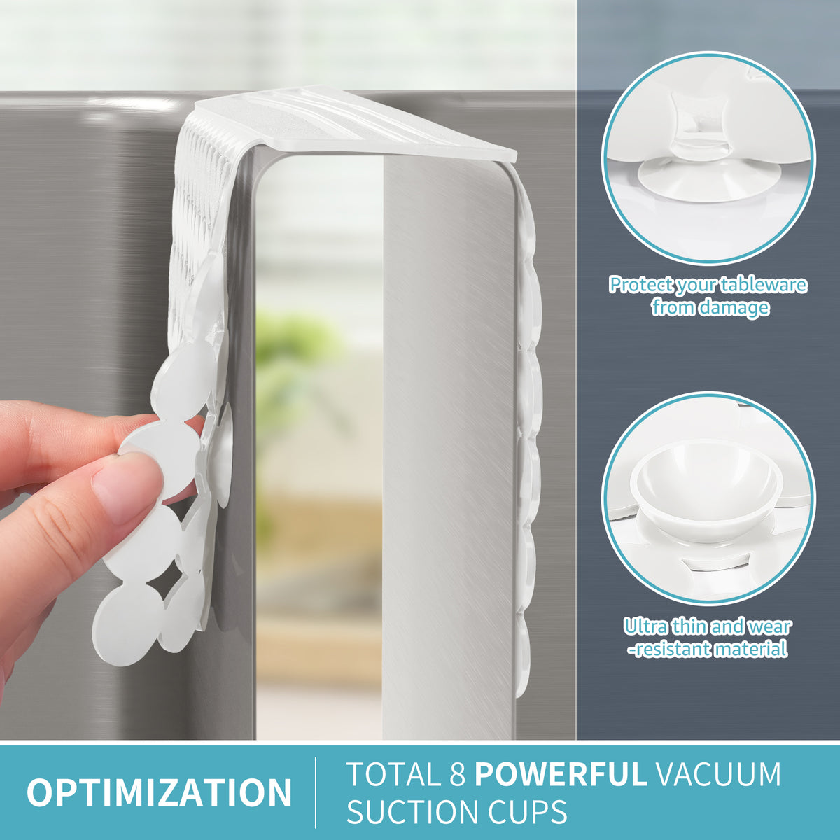 OTHWAY 9.5"x12" Non-Slip Double Sink Divider Protector Mat - Heavy-Duty Dish Drying Rack with Strong Suction Cups, Easy to Clean & No Smell Kitchen Sink Tray for Glassware, Plates & Dishes