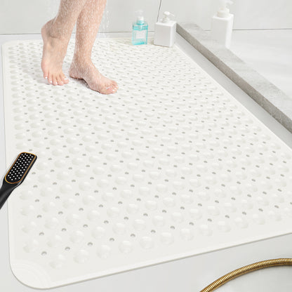OTHWAY Extra Large Shower Mat 47"x 32", TPE Non Slip Shower Mat for Shower Stall, Inside Walk in Shower Mats with Drain Holes Suction Cups, Anti-Slip for Elderly Kids (Dark Grey)