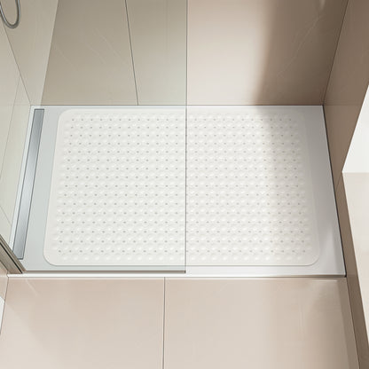OTHWAY Extra Large Shower Mat 47"x 32", TPE Non Slip Shower Mat for Shower Stall, Inside Walk in Shower Mats with Drain Holes Suction Cups, Anti-Slip for Elderly Kids (Dark Grey)