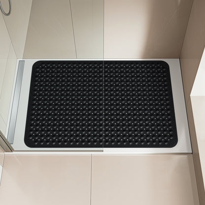 OTHWAY Extra Large Shower Mat 47"x 32", TPE Non Slip Shower Mat for Shower Stall, Inside Walk in Shower Mats with Drain Holes Suction Cups, Anti-Slip for Elderly Kids (Dark Grey)