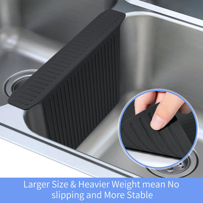 Bligli Silicone Sink Divider Mat - 11.8x5.3 inch Non-Slip Kitchen Organizer, Dish & Glassware Protector for Double Basins, Scratch & Stain Resistant, Durable & Flexible