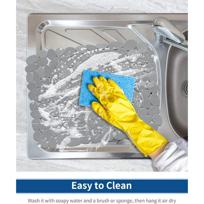 Bligli Non-Slip PVC Sink Mats (2-pack) – Pebble Design Protector for Stainless Steel/Porcelain, Dish Drying & Kitchen Liner, 15.7"x11.8"
